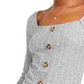 Blusa Pointelle com botões frontais do Almost Famous Juniors, cinza, tamanho X-G
