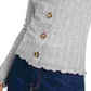 Blusa Pointelle com botões frontais do Almost Famous Juniors, cinza, tamanho X-G