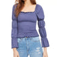 Rewash Junior's Smocked Ruffle Trimmed Top Azul Tamanho Grande