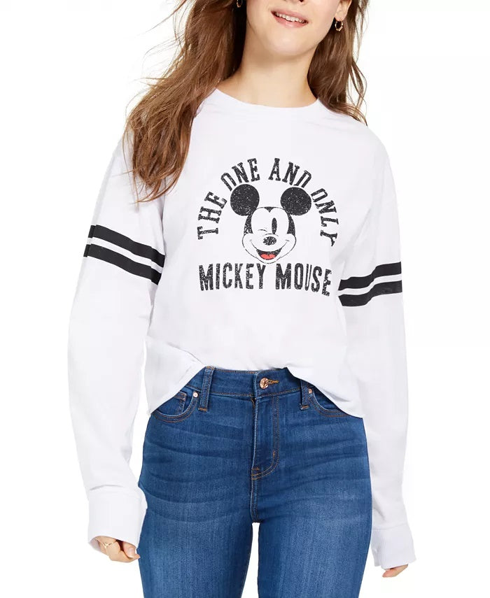 Blusa de algodão Disney Mickey da Modern Lux Junior, branca, tamanho grande