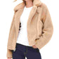 Jaqueta de motociclista feminina Levi's All Over Sherpa, bege, tamanho grande