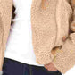 Jaqueta de motociclista feminina Levi's All Over Sherpa, bege, tamanho grande