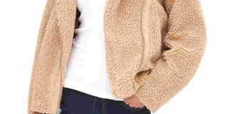 Levi's Women's All Over Sherpa Motorcycle Jacket Beige Size Large