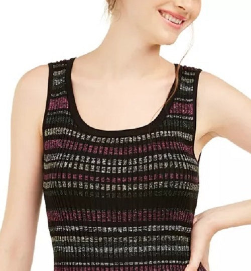 Vestido suéter listrado metálico Derek Heart Juniors marrom tamanho extragrande