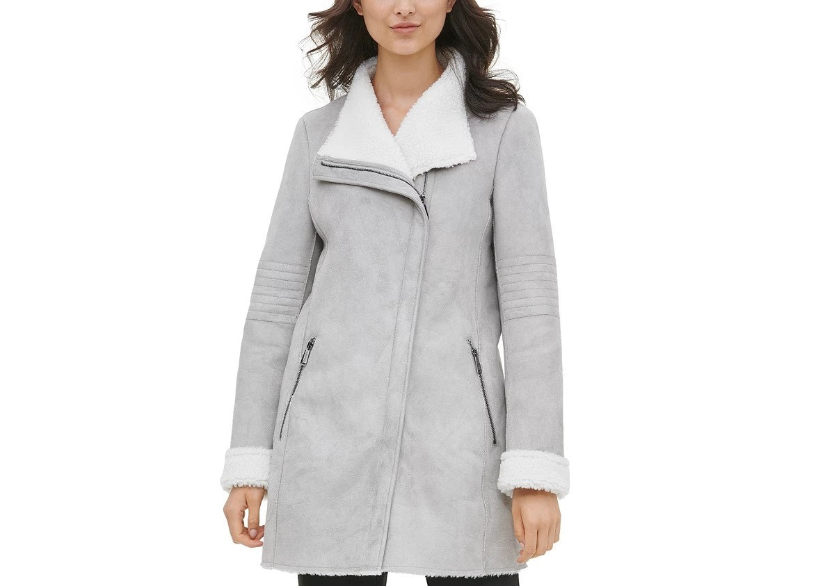 Casaco Calvin Klein Feminino Faux-Shearling Prata Tamanho Médio