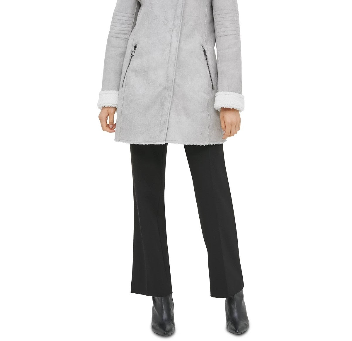 Casaco Calvin Klein Feminino Faux-Shearling Prata Tamanho Médio