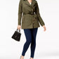 Michael Kors Casaco Feminino com Cinto Verde Tamanho Grande