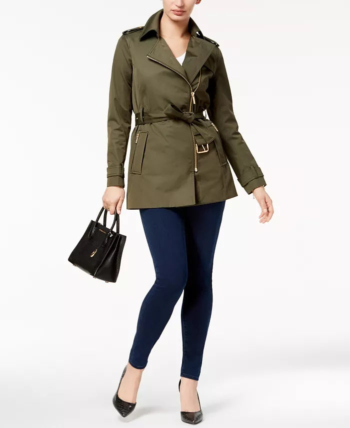 Michael Kors Casaco Feminino com Cinto Verde Tamanho Grande