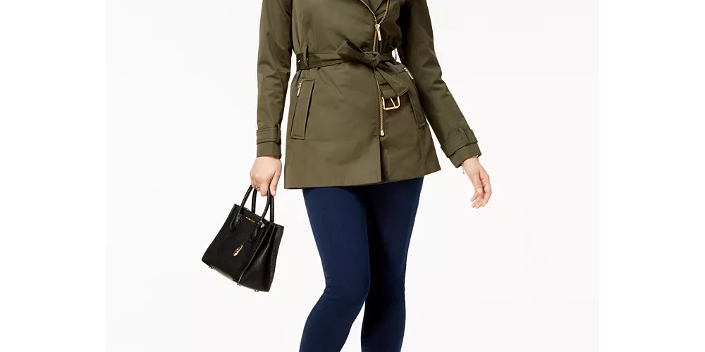 Michael Kors Casaco Feminino com Cinto Verde Tamanho Grande