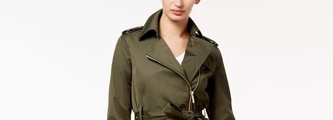 Michael Kors Casaco Feminino com Cinto Verde Tamanho Grande