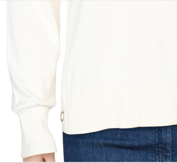 Suéter feminino Michael Kors com bainha de pressão, branco, tamanho grande