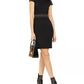 Vestido de coquetel curto com decote em joia e manga curta Michael Kors feminino, preto, tamanho grande
