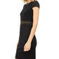 Vestido de coquetel curto com decote em joia e manga curta Michael Kors feminino, preto, tamanho grande