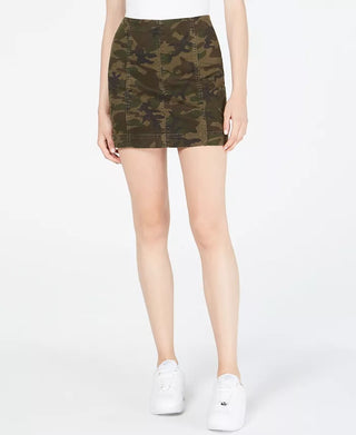 Tinseltown Juniors' Printed-Denim Mini Skirt Dark Green Size 11