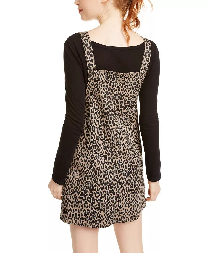 Tinseltown Juniors' Saia jeans estampada com botões na frente marrom tamanho grande