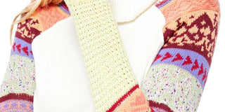 Camiseta feminina estampada de manga comprida e gola alta Free People, tamanho médio, branca