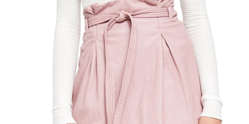 Mini saia de couro sintético rosa para mulheres Free People, tamanho 2, roxo
