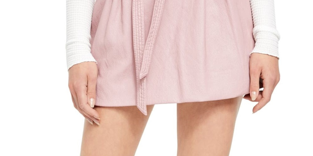 Mini saia de couro sintético rosa para mulheres Free People, tamanho 2, roxo