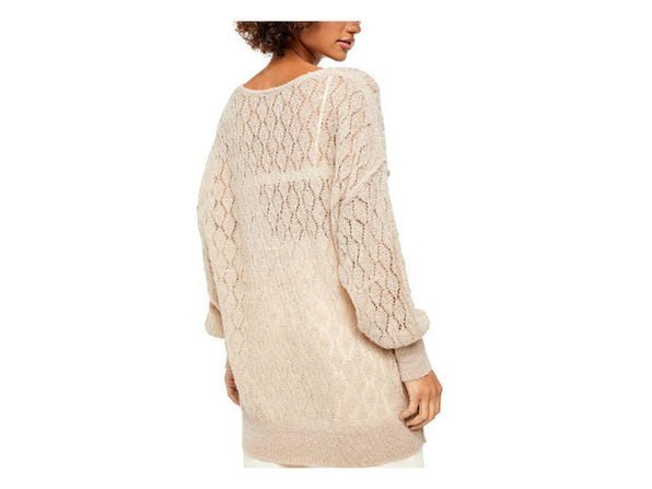 Suéter de malha aberta Say Hello da Free People para mulheres, tamanho médio, cinza-claro