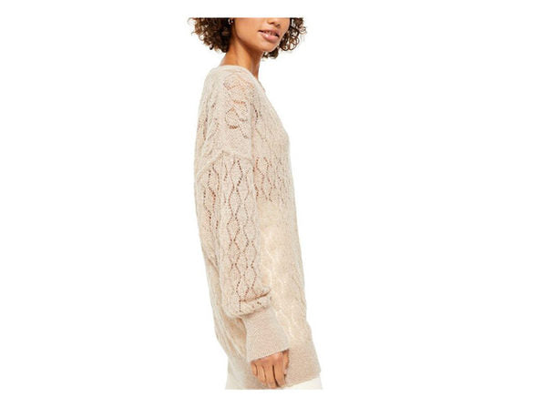 Suéter de malha aberta Say Hello da Free People para mulheres, tamanho médio, cinza-claro
