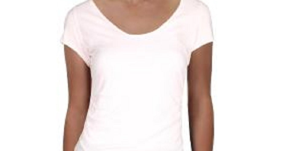 Camiseta feminina franzida com manga curta e gola redonda Free People, rosa, tamanho médio