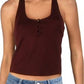 Lucky Brand Halter Crop Cami Feminino Vermelho Escuro Tamanho P