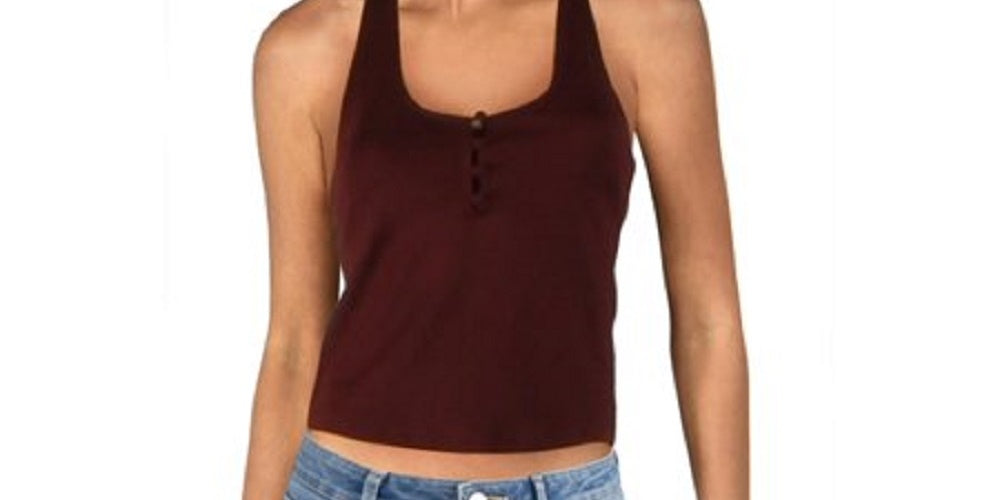 Lucky Brand Halter Crop Cami Feminino Vermelho Escuro Tamanho P