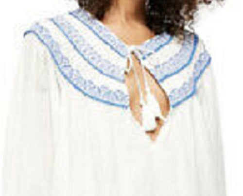 Vestido Boho Neutro Bordado Erin Mini Marrom Free People Feminino Tamanho Natural Pequeno