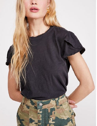 Camiseta Latte Feminina Free People Preta Tamanho Grande