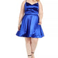 Vestido Plus Size de Cetim com Ajuste Flare Teeze Me Juniors Azul Escuro Tamanho 16