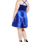 Vestido Plus Size de Cetim com Ajuste Flare Teeze Me Juniors Azul Escuro Tamanho 16