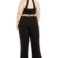 Macacão feminino Teeze Me Trendy Plus com faixa na cintura e alças finas, preto, tamanho 14