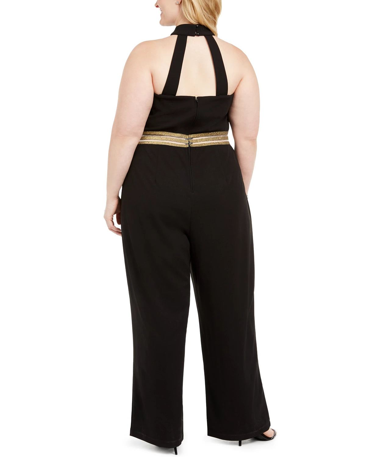 Macacão feminino Teeze Me Trendy Plus com faixa na cintura e alças finas, preto, tamanho 14