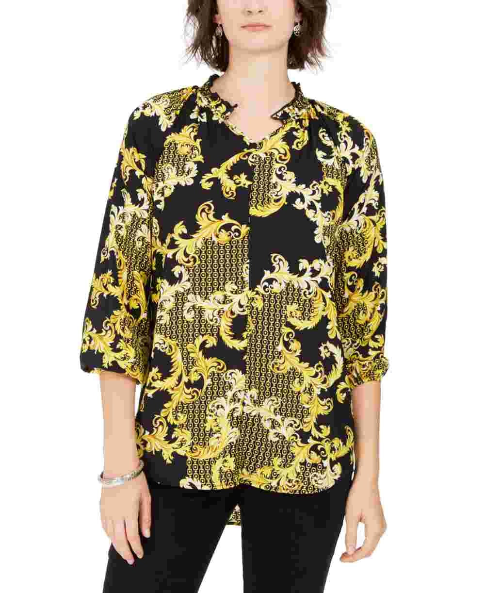 Coleção NY Feminina Petite Estampada Cano Alto-Baixo Tamanho Dourado Petite Pequeno