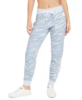 Calça jogger feminina Calvin Klein Performance com estampa de zebra e fleece, azul, tamanho grande