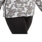 Calvin Klein Performance Moletom com capuz feminino plus size com estampa camuflada e logotipo, cor carvão, tamanho 1X