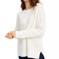 Suéter de chenille Pink Rose Junior, tamanho grande, branco