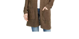 Cardigan longo com ilhós Pink Rose Junior, verde, tamanho pequeno