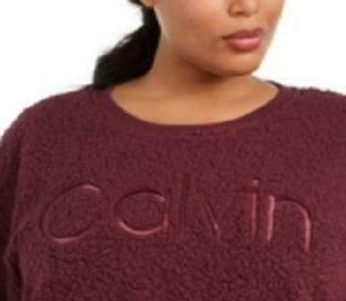 Calvin Klein Moletom Sherpa Bordado Plus Size Feminino Performance Vermelho Tamanho 1X