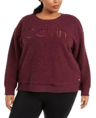 Calvin Klein Moletom Sherpa Bordado Plus Size Feminino Performance Vermelho Tamanho 3X