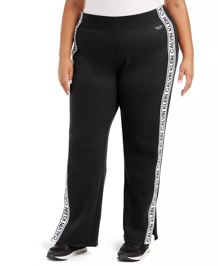 Calça jogger ativa Calvin Klein Performance Plus Size com fita de logotipo, preta, tamanho 3X