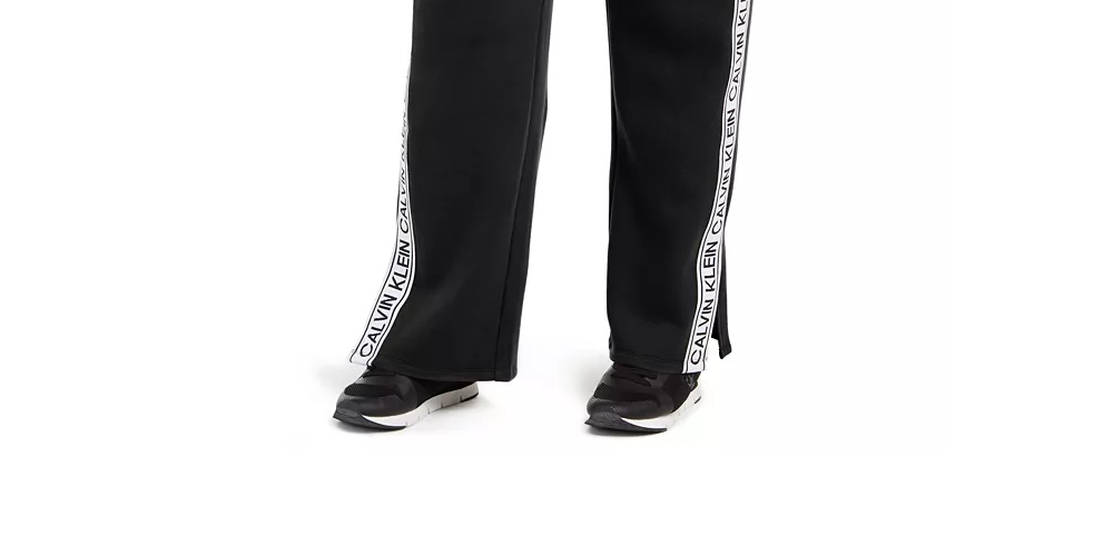 Calça jogger ativa Calvin Klein Performance Plus Size com fita de logotipo, preta, tamanho 3X