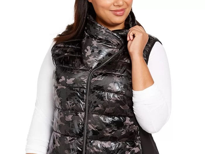 Calvin Klein Colete Puffer Plus Size Feminino Performance Preto Tamanho 1X
