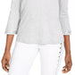Blusa feminina Michael Kors com manga sino e detalhes em renda, cinza, tamanho pequeno e pequeno