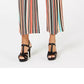 Calça culotte listrada feminina NY Collection, preta, pequena, tamanho GG