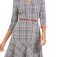 Vestido feminino xadrez justo e evasê NY Collection, preto, tamanho pequeno médio