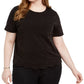 Top plus size da moda feminino Monteau, cor carvão, tamanho 3X