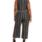 Macacão feminino Monteau Trendy Plus Size com listras brilhantes, preto, tamanho 3X