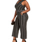 Macacão feminino Monteau Trendy Plus Size com listras brilhantes, preto, tamanho 3X