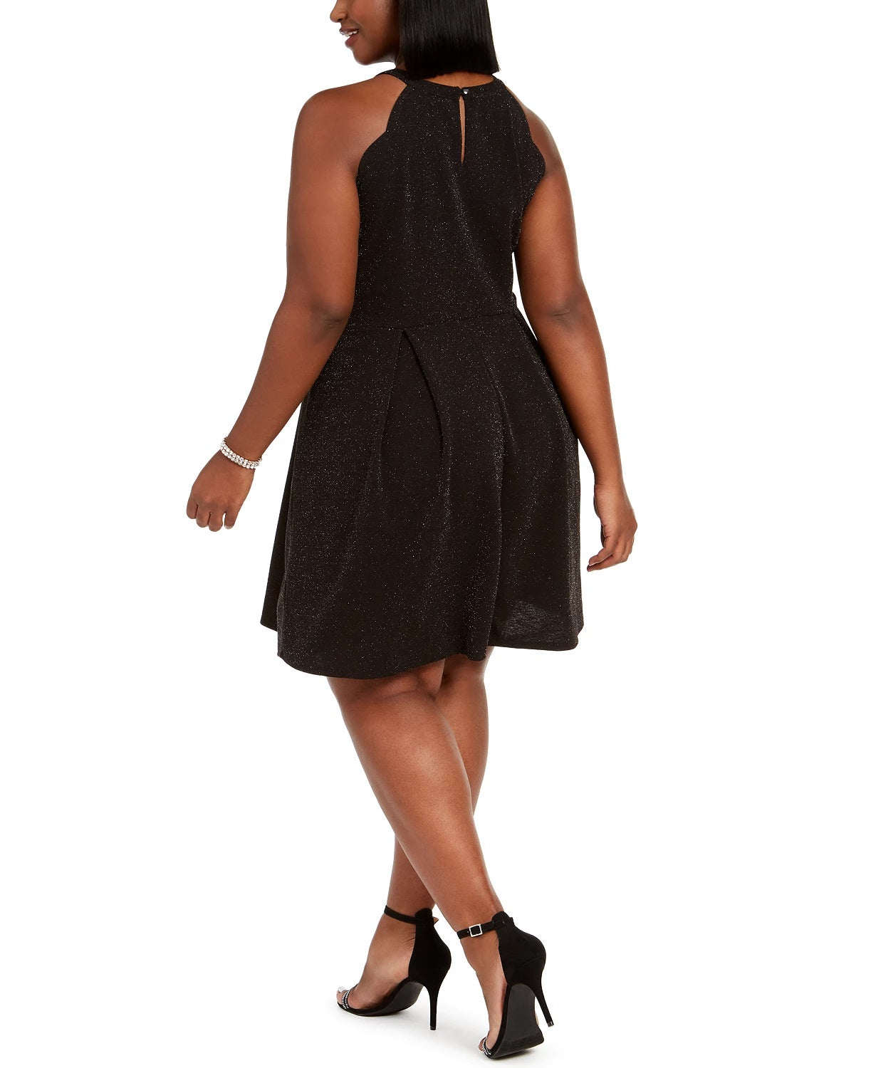 Vestido Halter com Glitter Plus Size da Monteau Feminino, na cor Carvão, tamanho 3X